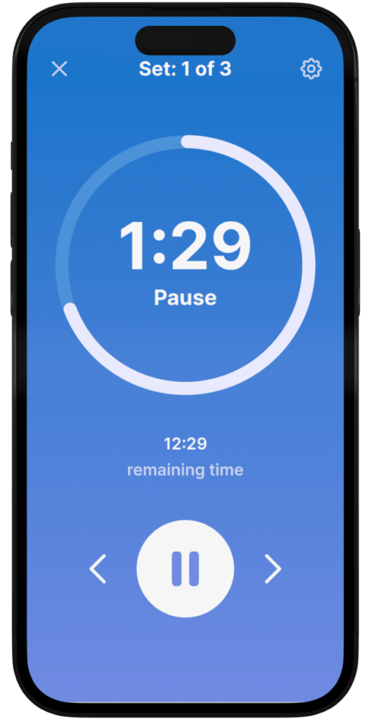 the pause screen during the workout
